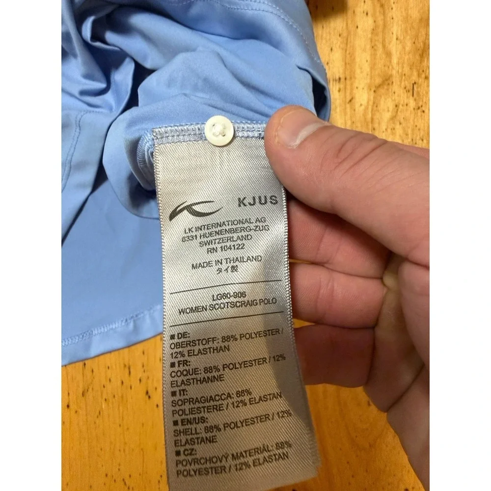 KJUS Polo Shirt Womens 40 L Blue Scotscraig‎ Long Sleeve UPF 50+ Golf Stretch